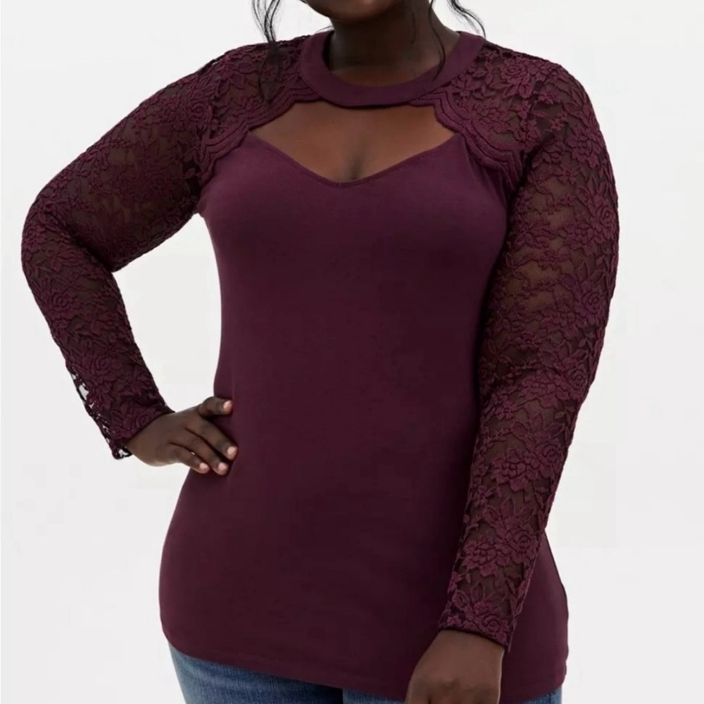 Torrid Purple Lace Sleeve Top